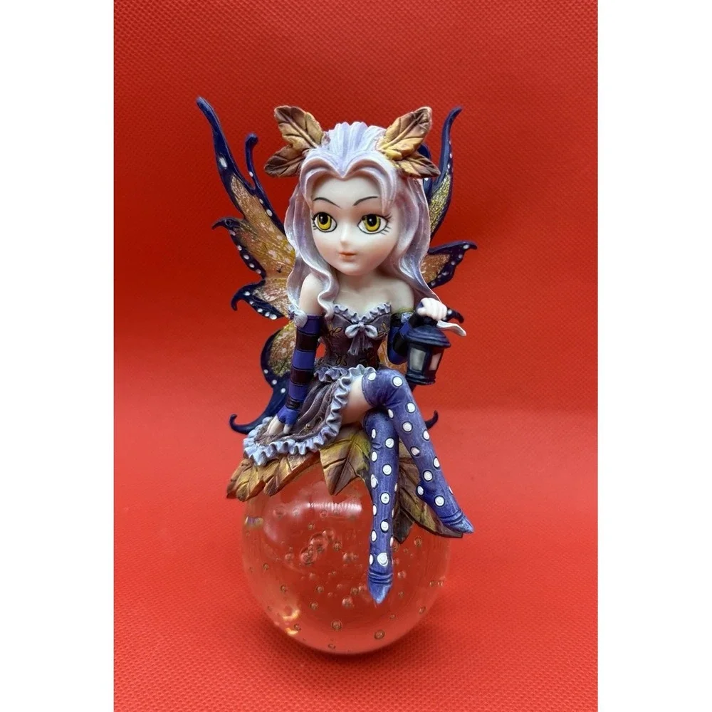 Vintage Fantasy Fairy  Figurine On Crystal Ball with Lantern 6